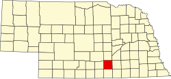 Map of Nebraska highlighting Adams County